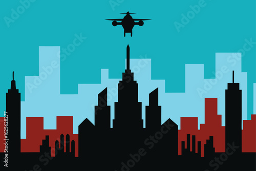 vector showing skyline from drone perspective   (1).eps