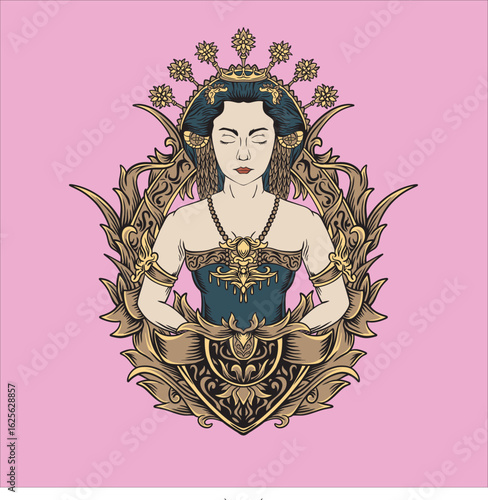 dewi sri laksmi vector illustration