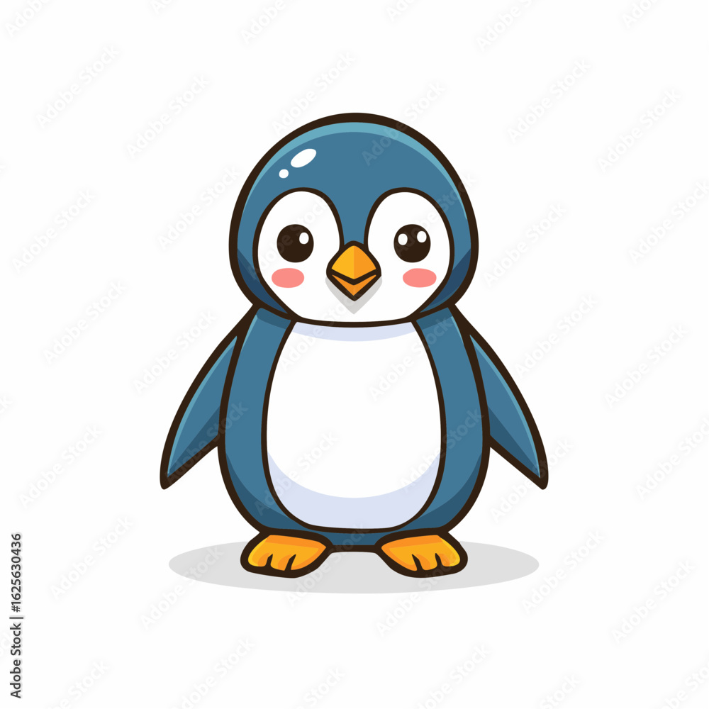Naklejka premium Charming Cartoon Penguin Illustration with Friendly Expression and Cute Design Elements