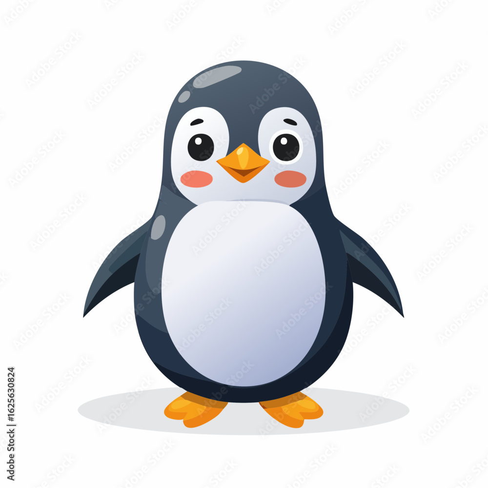 Obraz premium Adorable penguin cartoon character in a simple and clean digital illustration