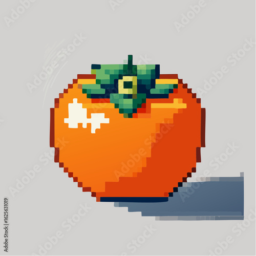 Pixelated persimmon still life: A nostalgic tribute to classic 8-bit video games art