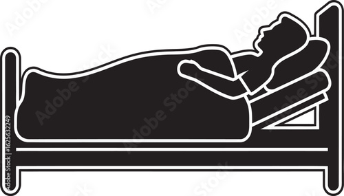 A person sleeping peacefully in a comfortable bed, covered by a blanket, in a relaxed posture.