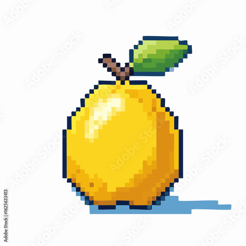 Pixelated Pear Illustration: Retro Gaming Style Fruit Art with Simple Design Element