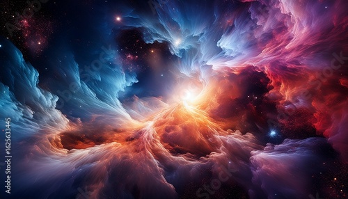 abstract cosmic nebula with colorful gases swirling in space perfect for backgrounds or cosmic themes