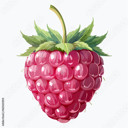 Watercolor raspberry illustration with vibrant colors and detailed textures, perfect for designs
