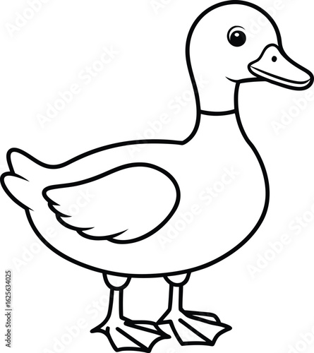 Duck illustration isolated on white background, a charming waterfowl in simple design