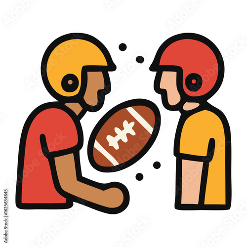 Two players preparing to pass a football in a friendly competition