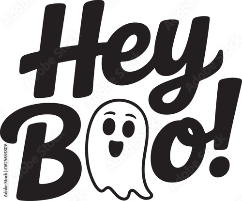 Hey Boo!  Cute Halloween Typography Design.