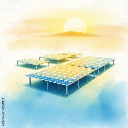 Paneles solares sobre mina de sal en el desierto