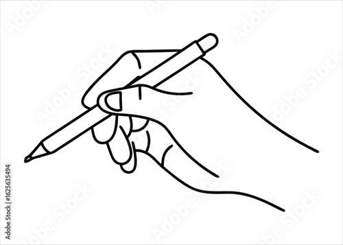 Minimalist single line art depicting a human hand with palm and fingers in a gestural pose