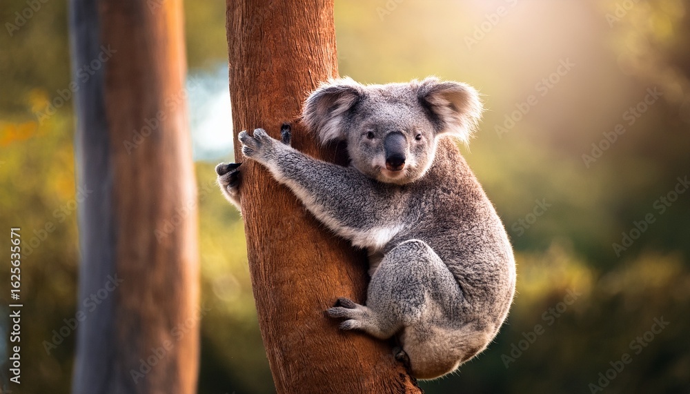 Naklejka premium koala hugging tree