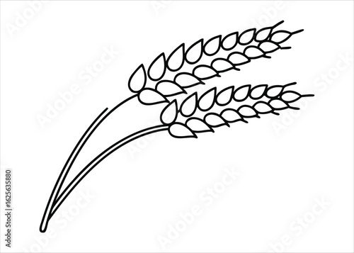 Elegant single line art depicting ripe ears of golden wheat stalks in a minimalist artistic representation of agriculture and harvest