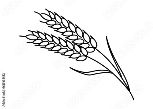 A refined continuous single line art depiction of mature wheat stalks showcasing their natural growth and texture