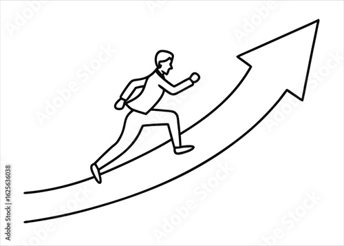 Minimalist single line illustration of a young professional man in a suit conveying business success and modern corporate style