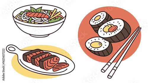 Delicious Korean Cuisine Assortment korean food kimchi