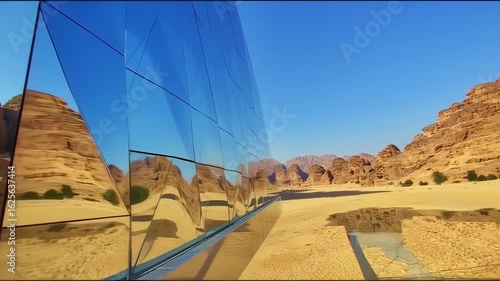 AlUla's Maraya Concert Hall: Mirrored Facade Reflecting Saudi Arabian Desert Landscape