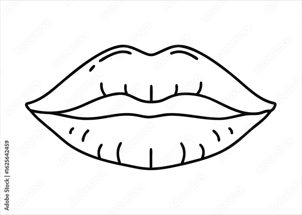 Obraz premium Minimalist single line art illustration of a person biting their lip conveying emotion and sensuality in a clean graphic style