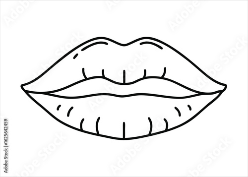Minimalist single line art illustration of a person biting their lip conveying emotion and sensuality in a clean graphic style