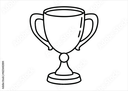 Elegant single line drawing of a triumphant champion cup celebrating victory on a clean white background for design projects