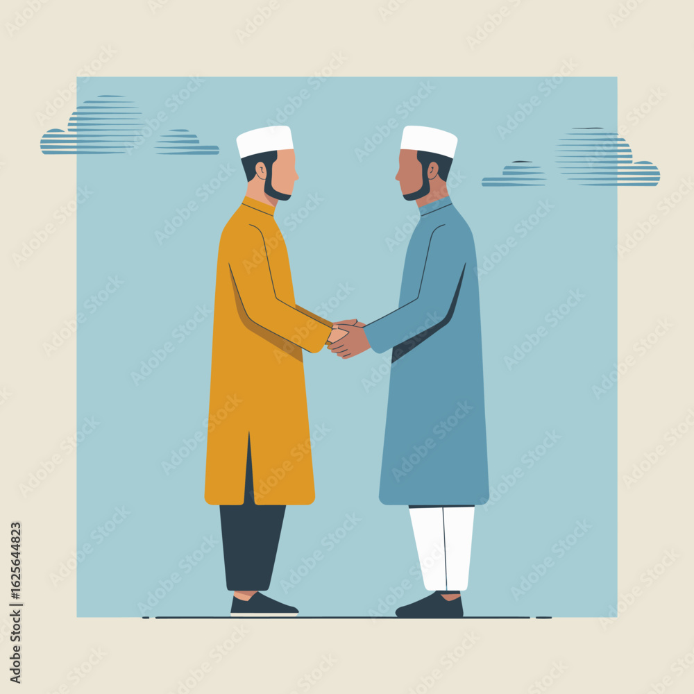 In this illustration, two friends engage in a sincere handshake against a minimalistic background representing trust and unity, perfect for themes of friendship and cooperation. In this illustration, two friends engage in a sincere handshake against a minimalistic background representing trust and unity, perfect for themes of friendship and cooperation.