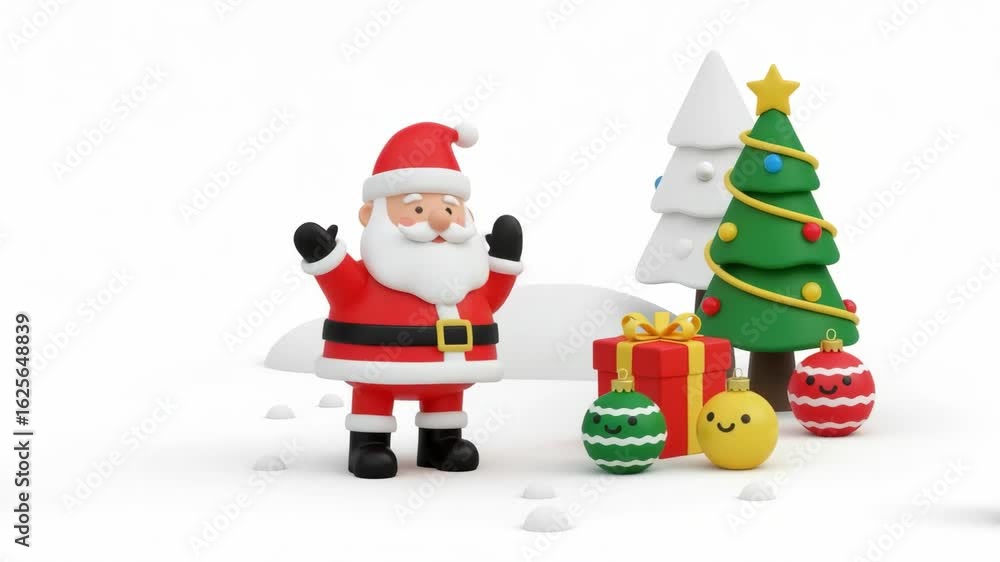 3D Santa Claus and Christmas tree scene 3D Santa Claus and Christmas tree scene