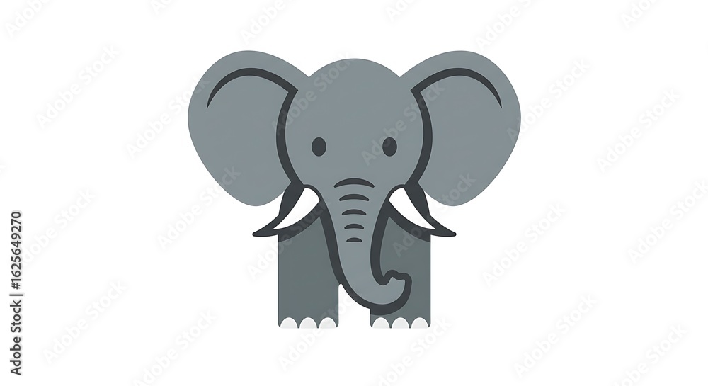 Cute elephant face with gray background Cute elephant face with gray background