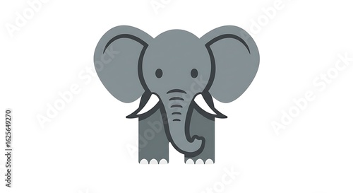 Cute elephant face with gray background