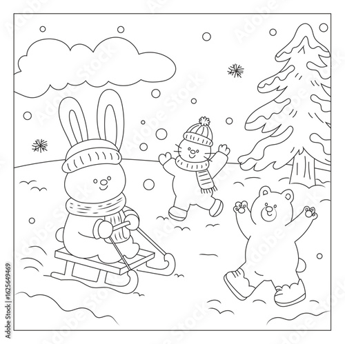 Wallpaper Mural Cute Snow Animals Printable Coloring Sheet Torontodigital.ca