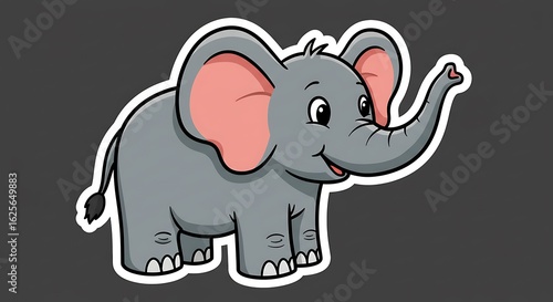 Cartoon elephant with black background