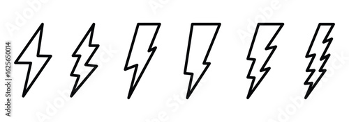  lightning icon set. energy power sign. blitz lightnings symbol.
