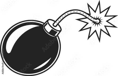 Bomb Icon – Vector Explosive Symbol with Fuse