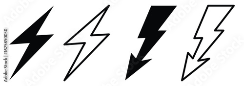   lightning icon set. energy power sign. blitz lightnings symbol.