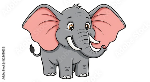 Gray cartoon elephant with pink ears