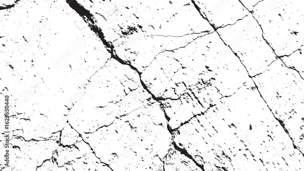 Fototapeta premium Abstract Monochrome Cracked Grunge Texture Vector Overlay