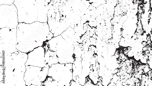 Abstract Black White Cracked Grunge Vector Texture Background