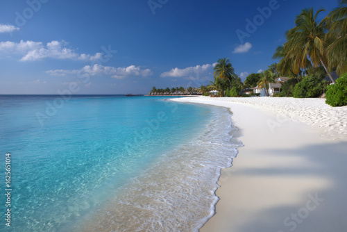 tropical beach with palm trees