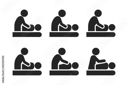 set of doctor Massaging his patient  icon silhouette vector illustration