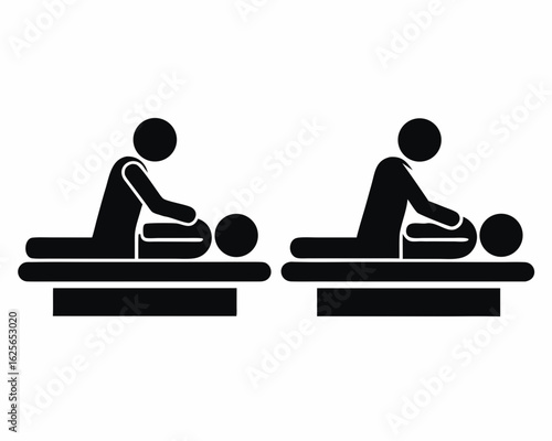 doctor Massaging his patient icon silhouette vector illustration