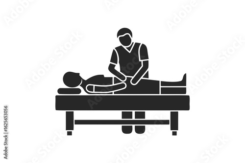 doctor Massaging his patient icon silhouette vector illustration