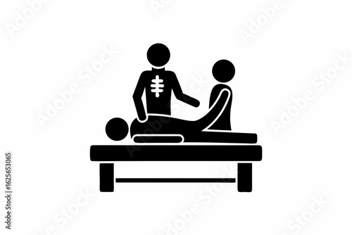 doctor Massaging his patient silhouette vector illustration