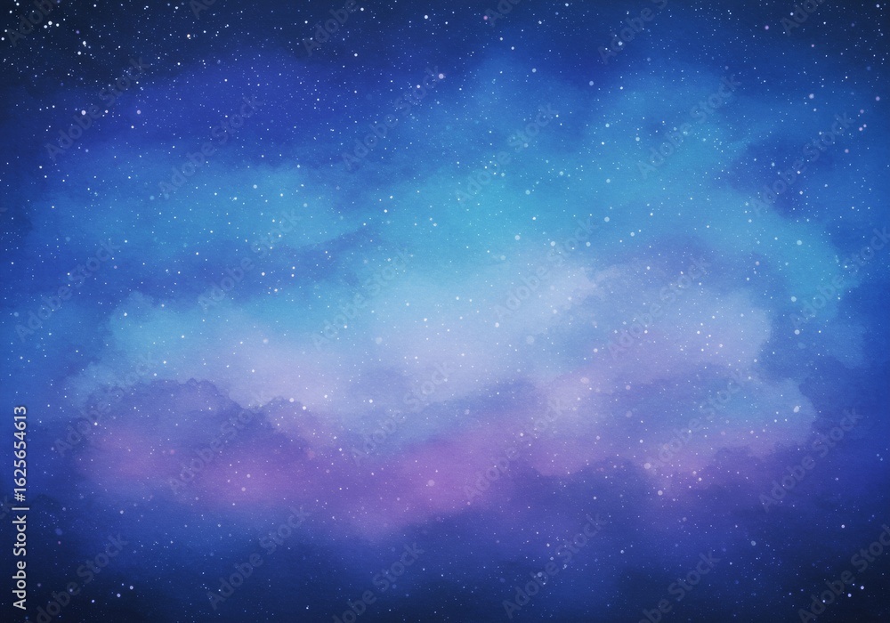 Obraz premium Watercolor galaxy background with myriad stars and ethereal glow. Digital painting of cosmic night sky for abstract art.