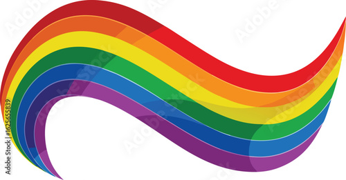 Wavy rainbow flag silhouette isolated on transparent background