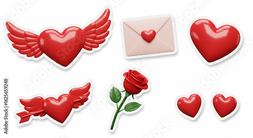3D love valentine's day stickers 