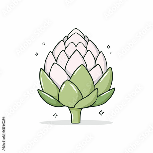 Stylized artichoke illustration displaying a minimalist design and clean vector graphics