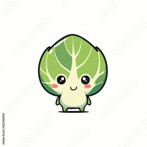 Adorable brussels sprout character design with cute eyes and a friendly smile