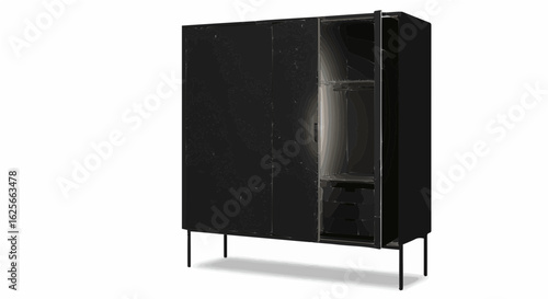 Home furniture shop black modern wardrobe cabinet with doors and shelves for bedroom storage and organization furniture online vector