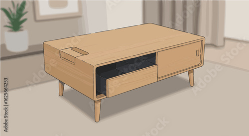 Home furniture shop modern wooden sideboard cabinet with storage and sliding door for living room and dining room furniture vector