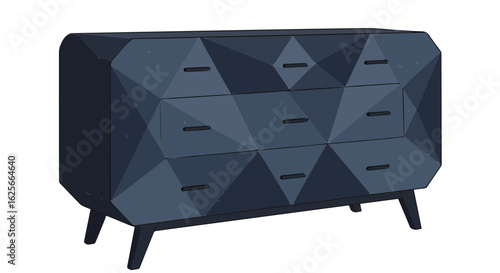 Home furniture shop modern blue geometric dresser chest of drawers for bedroom storage and contemporary home furniture decor vector