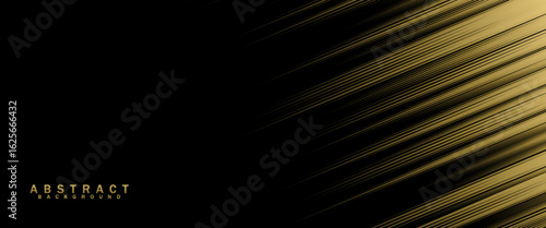 Modern black and gold abstract background with diagonal speed lines, creating a luxurious and dynamic look for stylish designs.