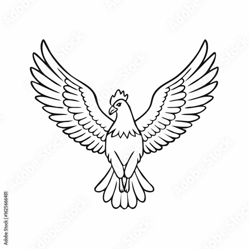 Elegant depiction of a stylized fowl, spreading its wings, evoking freedom and grace